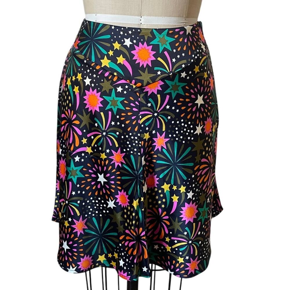 Boden Satin Fireworks Print A-Line Short Skirt Size 6